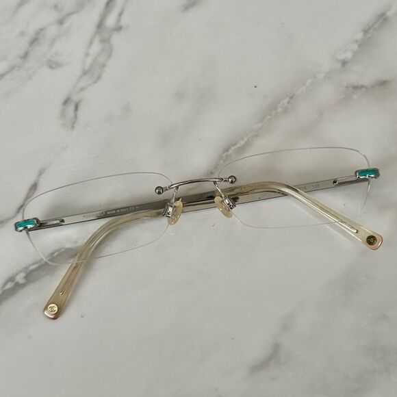 Chanel Women’s Rimless Eyeglasses Silver Blue - Picture 1 of 12